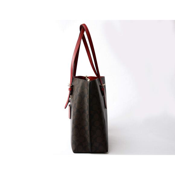 NWT Coach Mollie Tote 1671 IM/Brown 1941 Red Leather Handbag - Picture 4 of 5